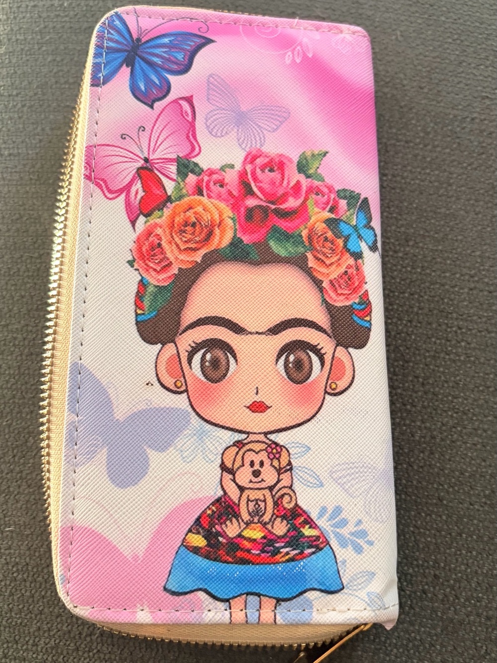 Frida Kahlo Floral Zip Around Wallet - Picture 2 of 4